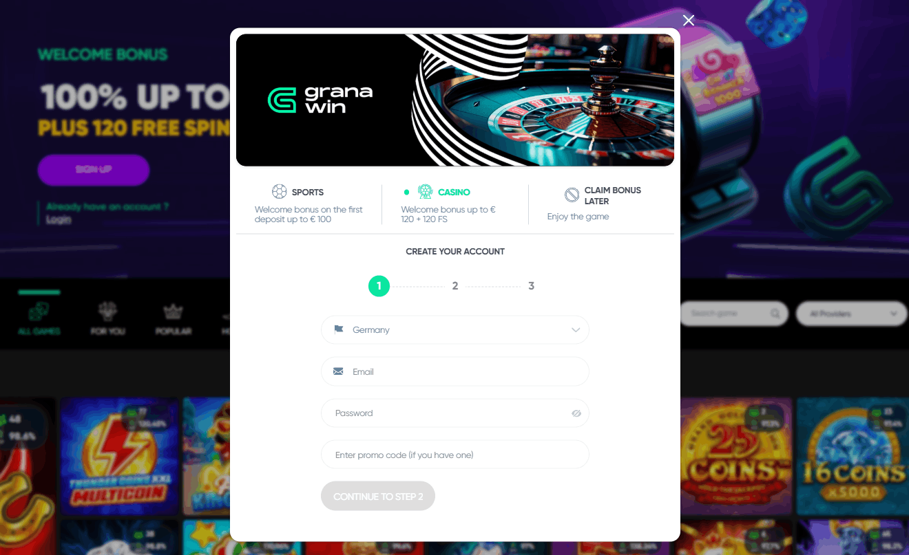 Como Registar no Granawin Casino – Passo a Passo